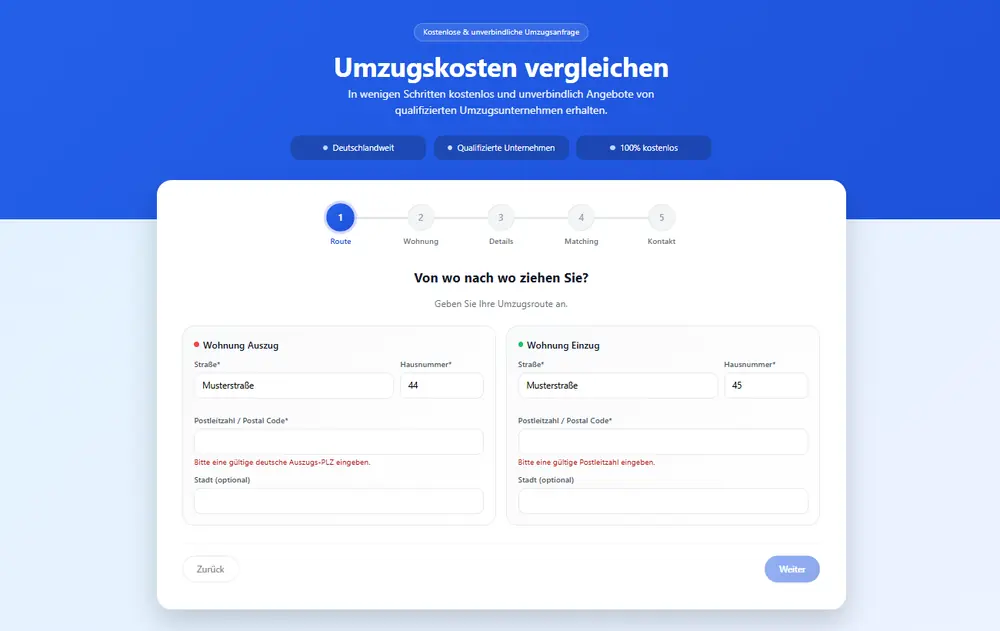 Startseite von Umzugskosten-Check