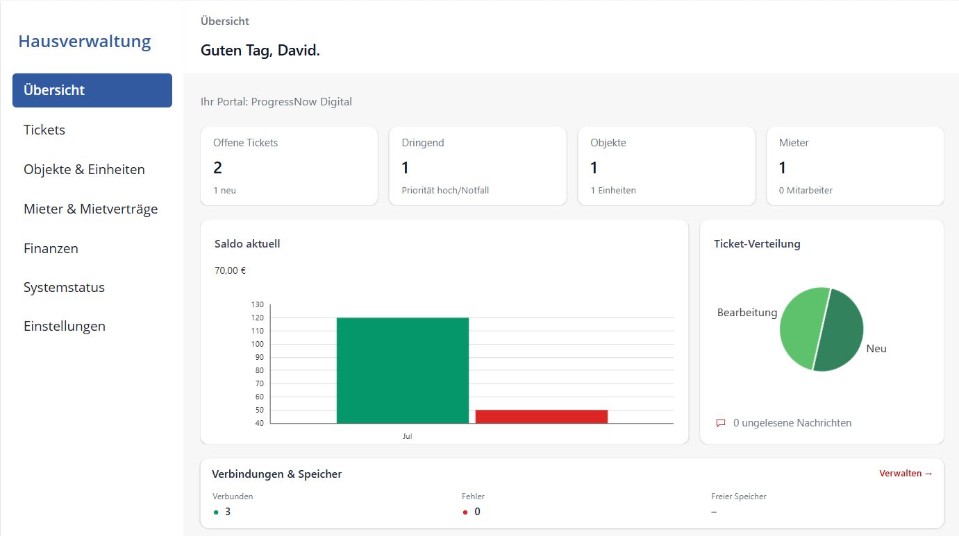 Entwicklungsstand einer SaaS-Lösung für Hausverwaltungen mit zentralem Dashboard